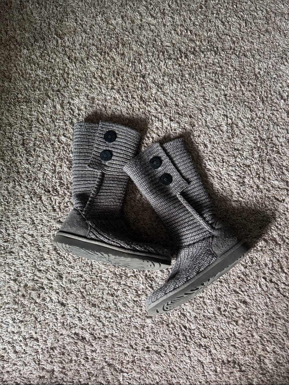 Uggs Cozy Knit Button Boots in Gray